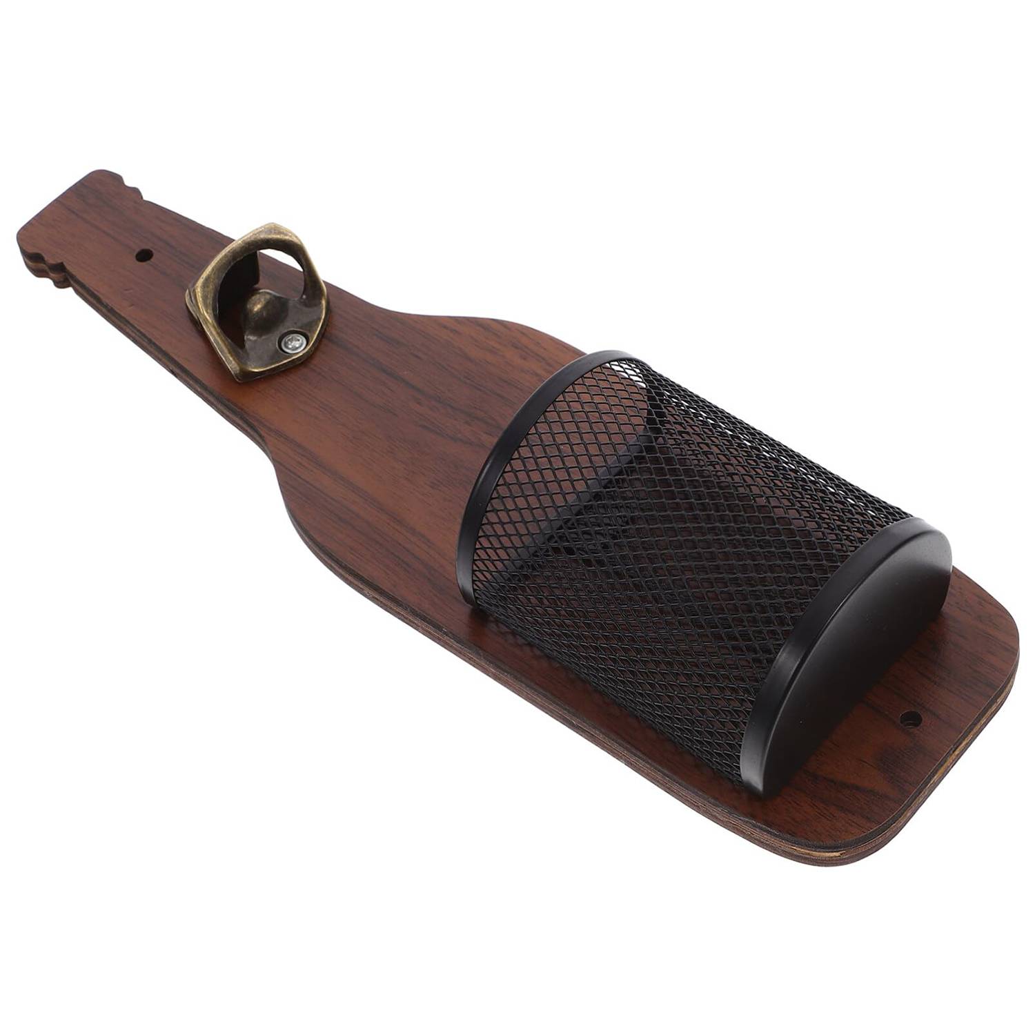 Wooden Bottle Opener Wall Mounted W/ Cap Catcher 7