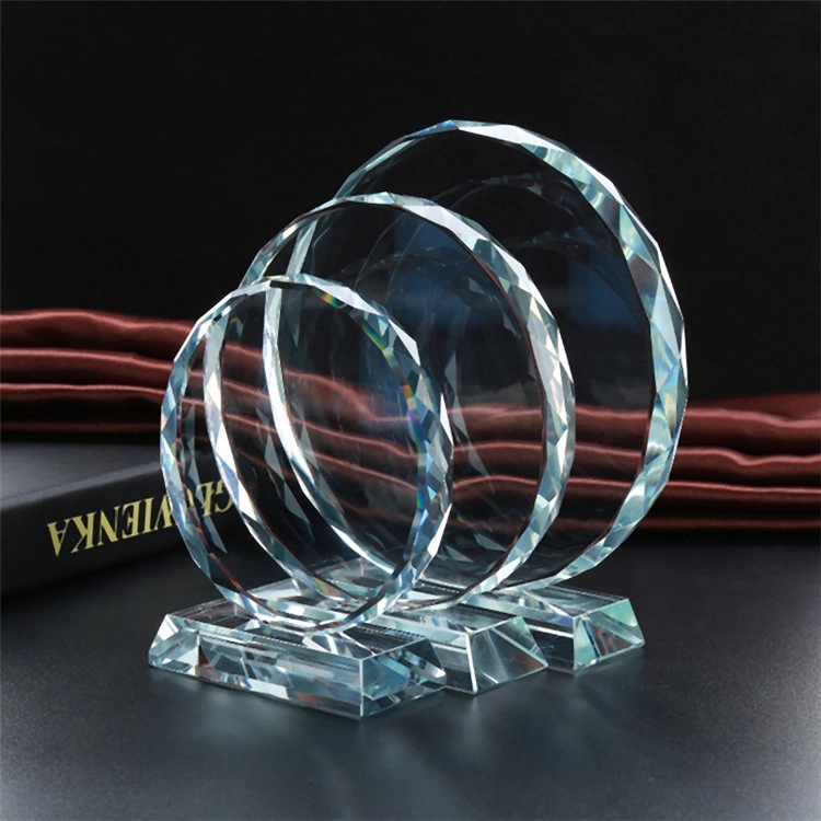 Round Faceted Crystal Award on Clear Base 5