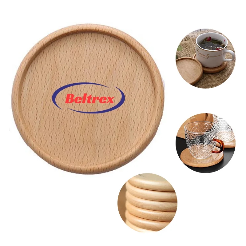 Natural Beech Wood Coaster with Smooth Glossy Finish 3