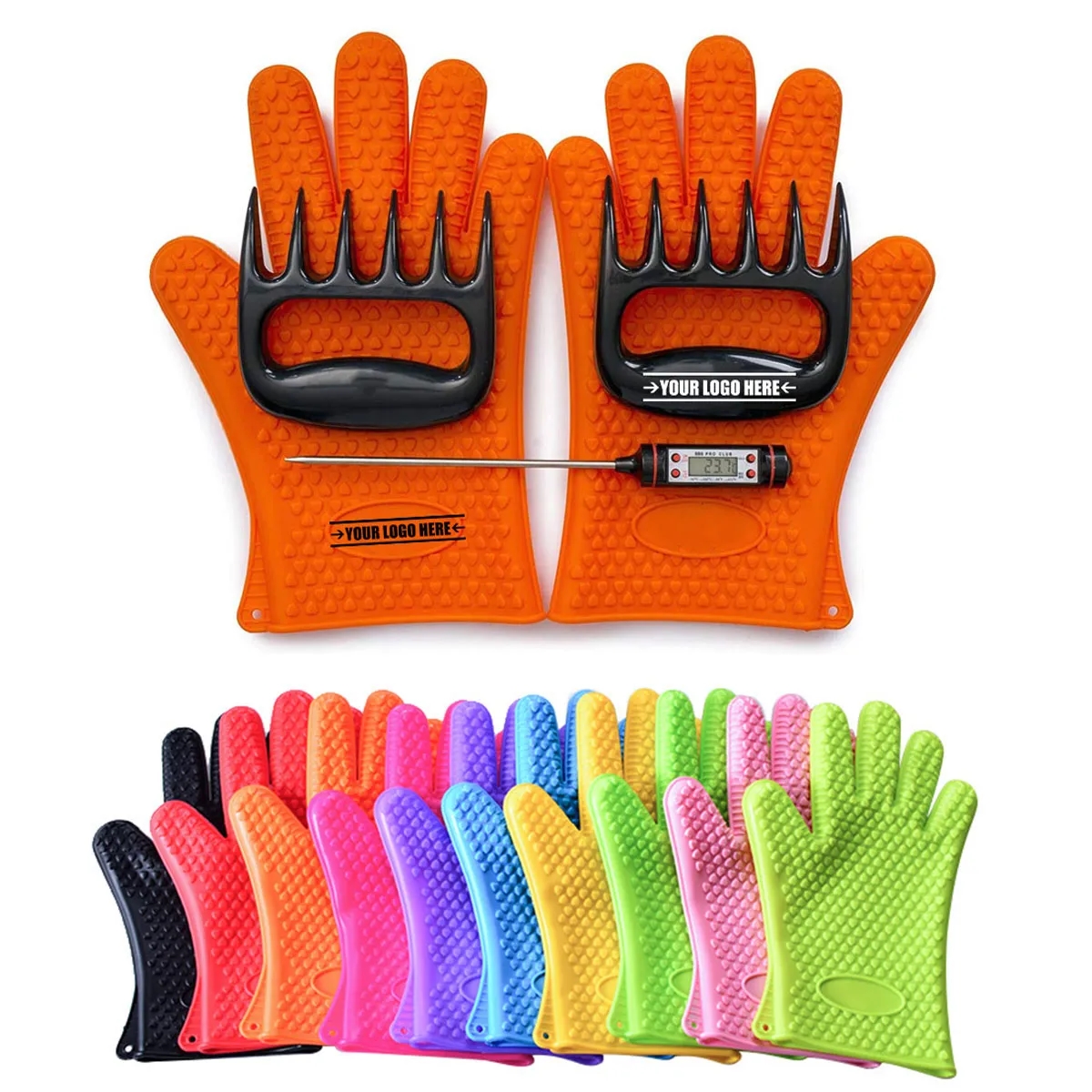Silicone Gloves Meat Claws Digital Thermometer Bbq Set 5