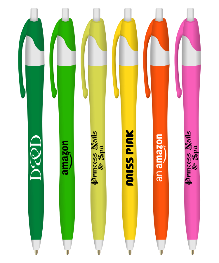 "Elegant" Colored Click Pen - Colored Barrel w/ White Trim 3