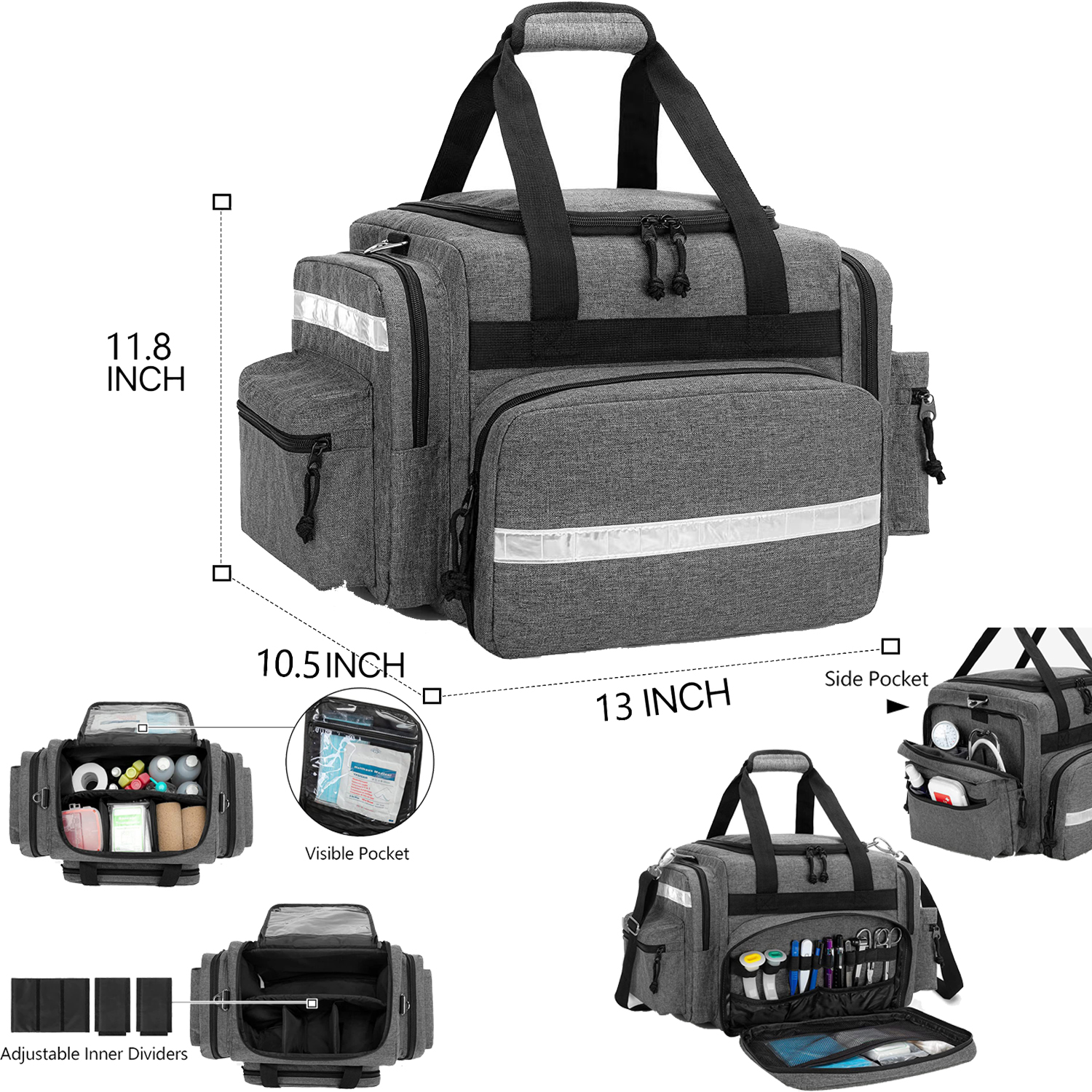Professional Medical First Responder Bag With Detachable 1