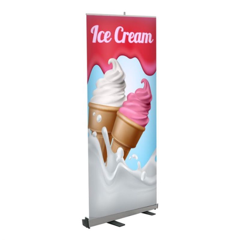 Ice Cream Pre Printed Premium Retractable Banner Multicolor 33" x 80" 2