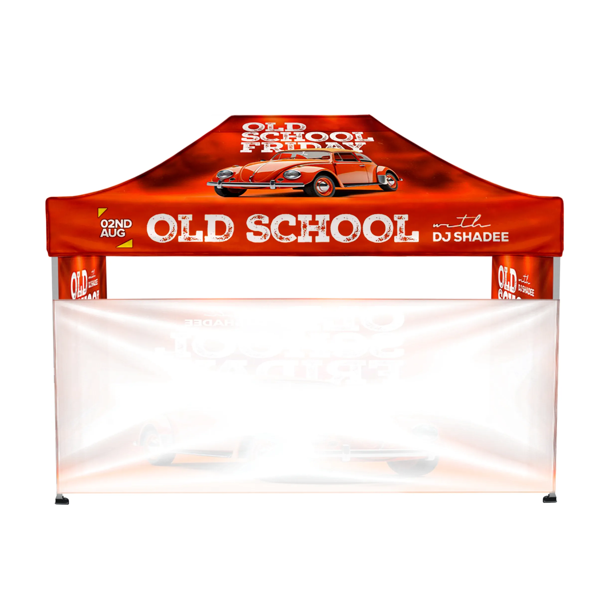 10'x15' Tent Canopy w frame, 2 side full + 1 long half wall 5