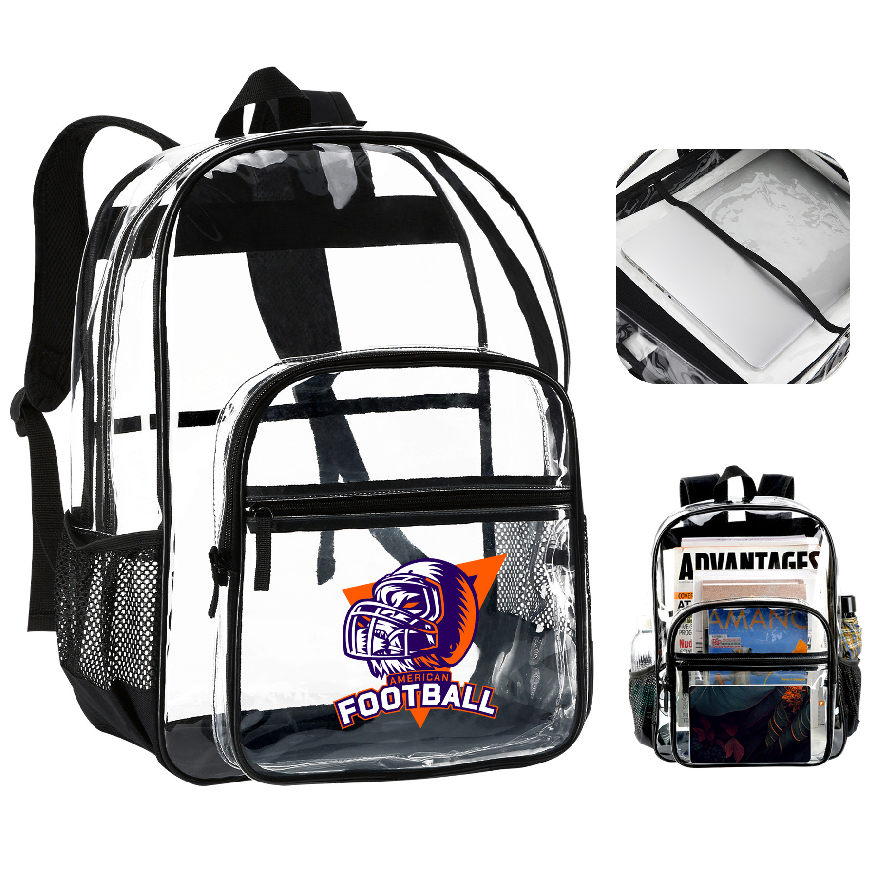 0.4mm 17.3" Large Capacity High School Clear Backpack 2