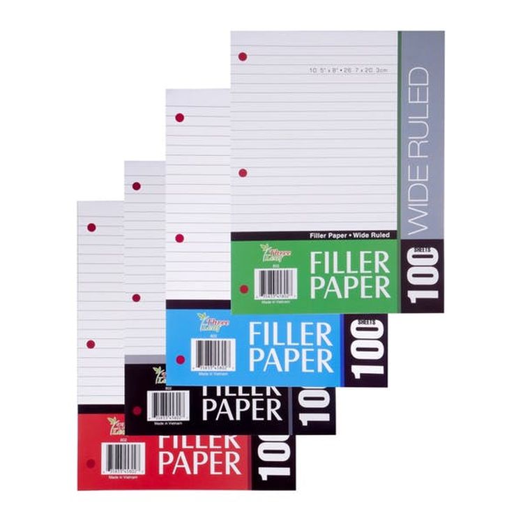 Wide Ruled Filler Paper - 100 Sheets 56 GSM 1