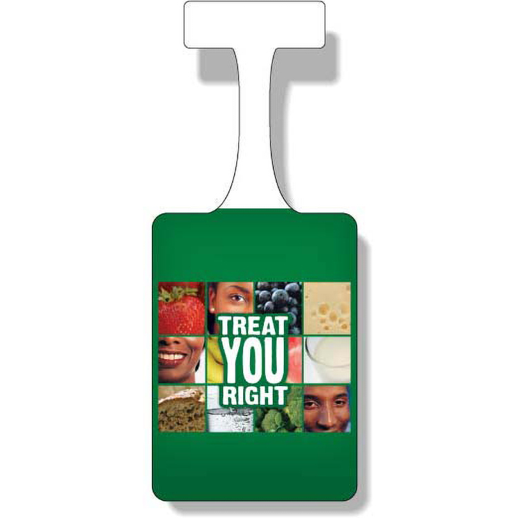 .010 White Gloss Plastic Shelf Dangler, 3.38"x4.75" Rectangle, Full Colour