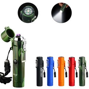 Portable LED Flashlight With Dual Arc Lighter And Compass 9