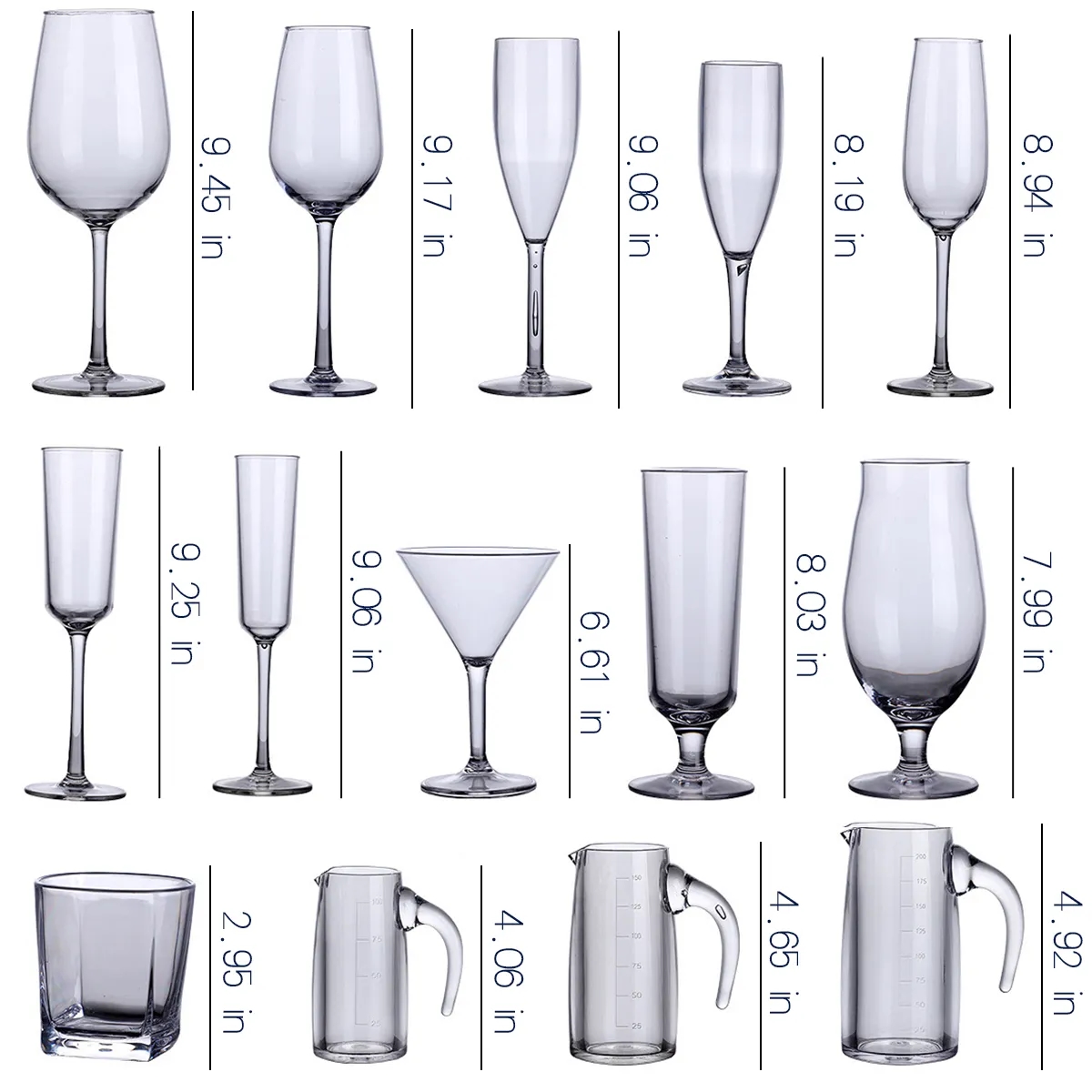 Acrylic Unbreakable Cocktail Wine Glasses W/ Long Stemmed 2