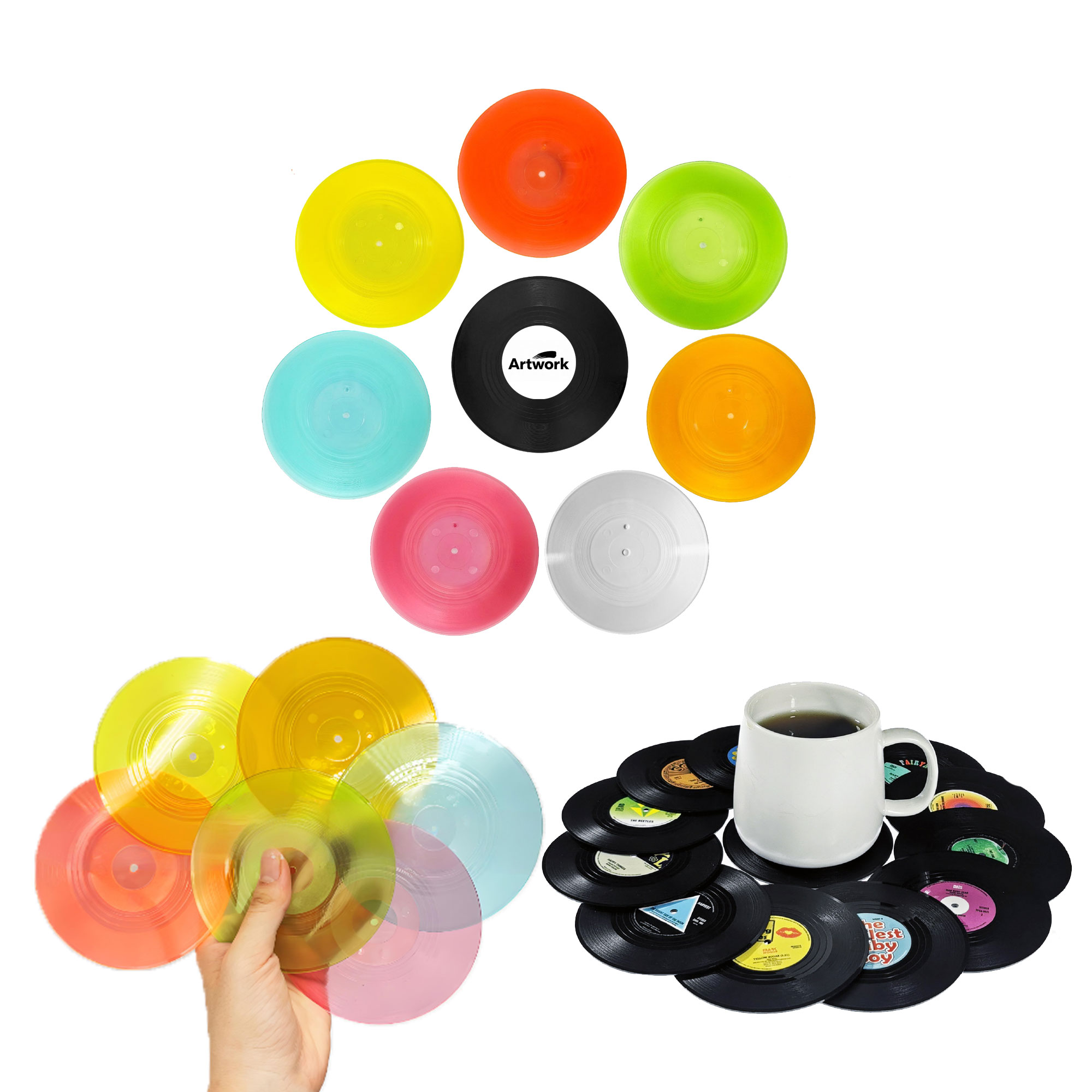 Customized Colored Plastic Cd Shaped Coaster 3