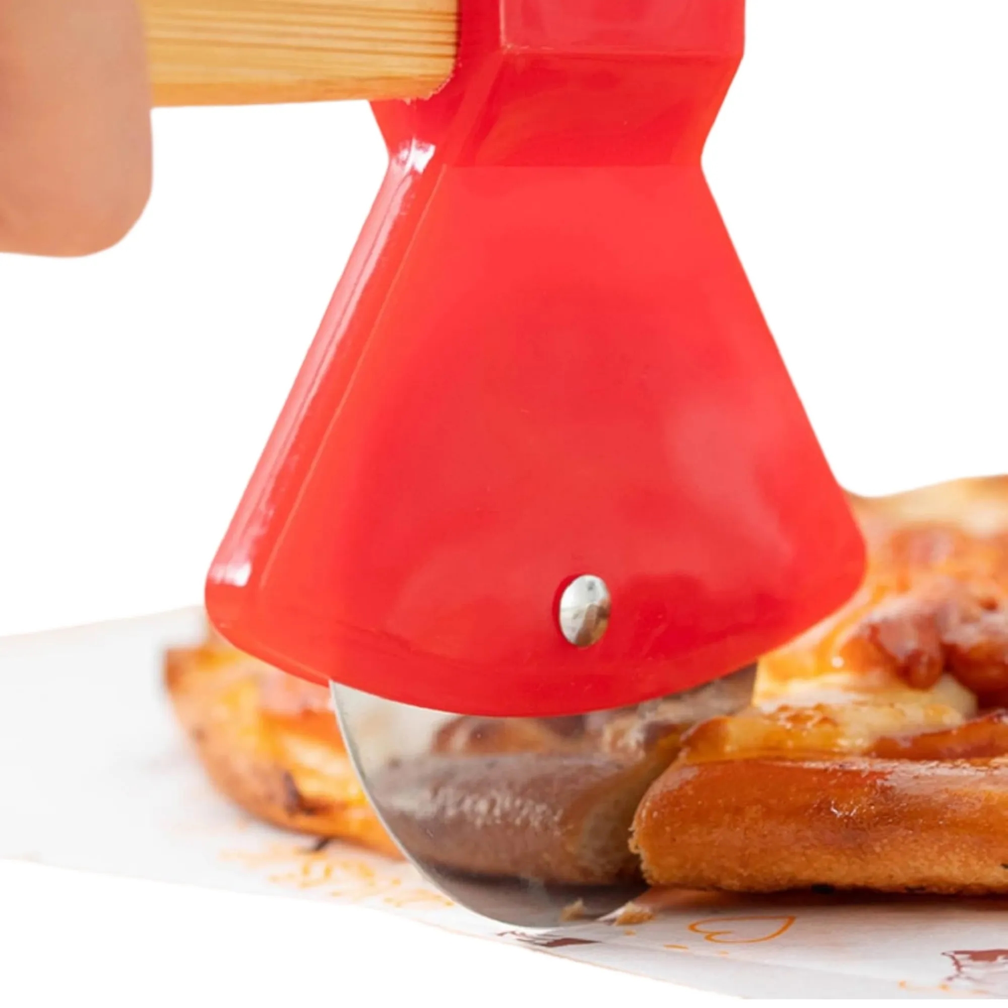 Premium Axe-Style Pizza Cutter with Bamboo Handle 6