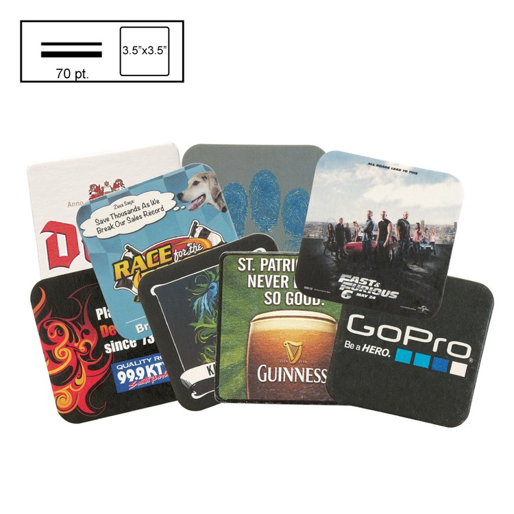3.5" Square Heavy Weight (125 pt) Pulpboard Coaster w/ 4 Color Process Printing (CMYK)