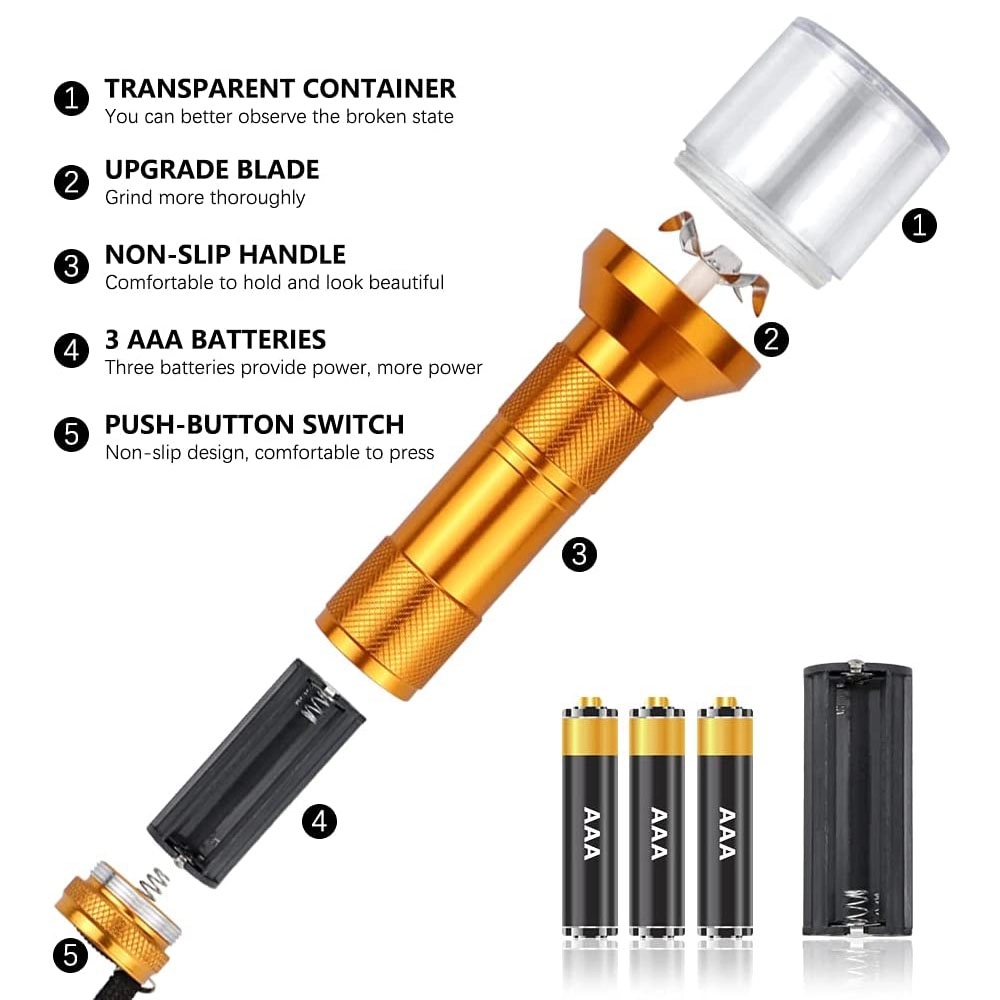 Zinc Alloy Tabacco Electric Metal Herb Crusher Grinder 3