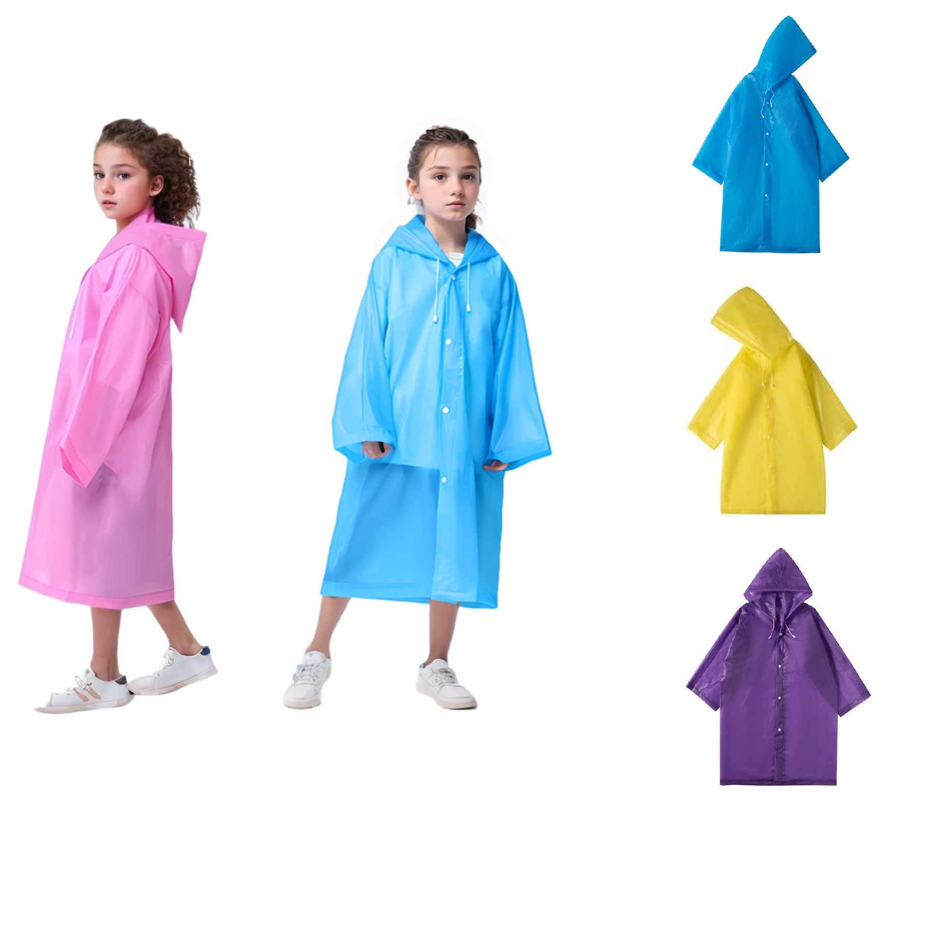Reusable Children EVA Raincoat, custom youth shirt with logo imprint 4