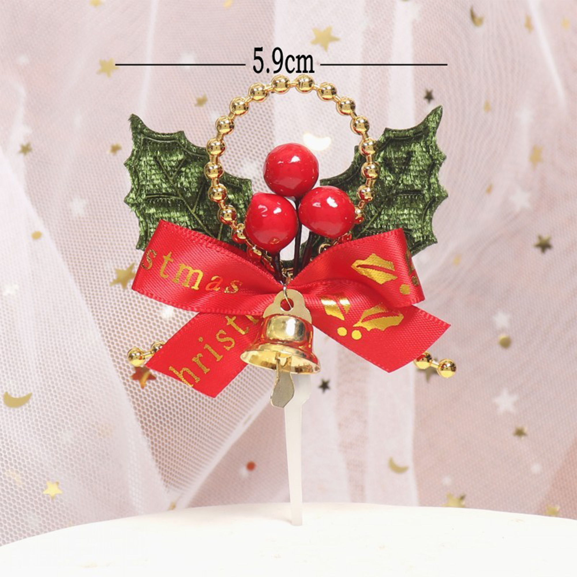 Christmas Wreath Cake Toppers with Bells 7