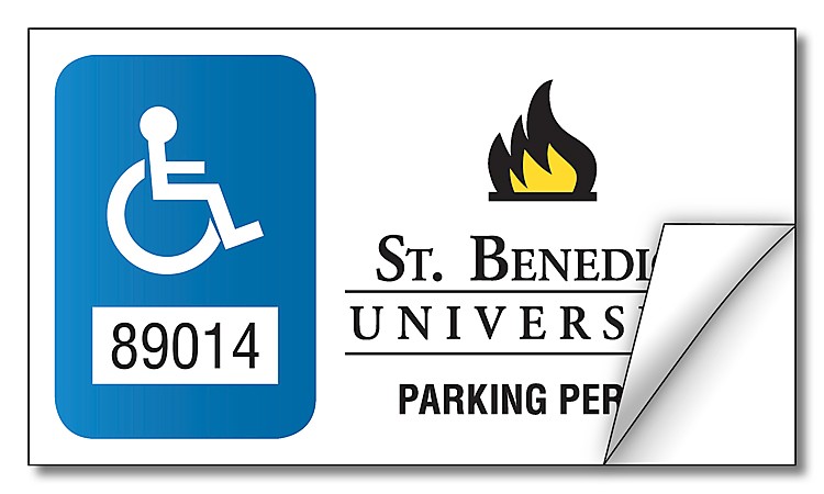 School White Vinyl Parking Permit Sticker / Decal - UV-Coated Vinyl - 3.5x2 2