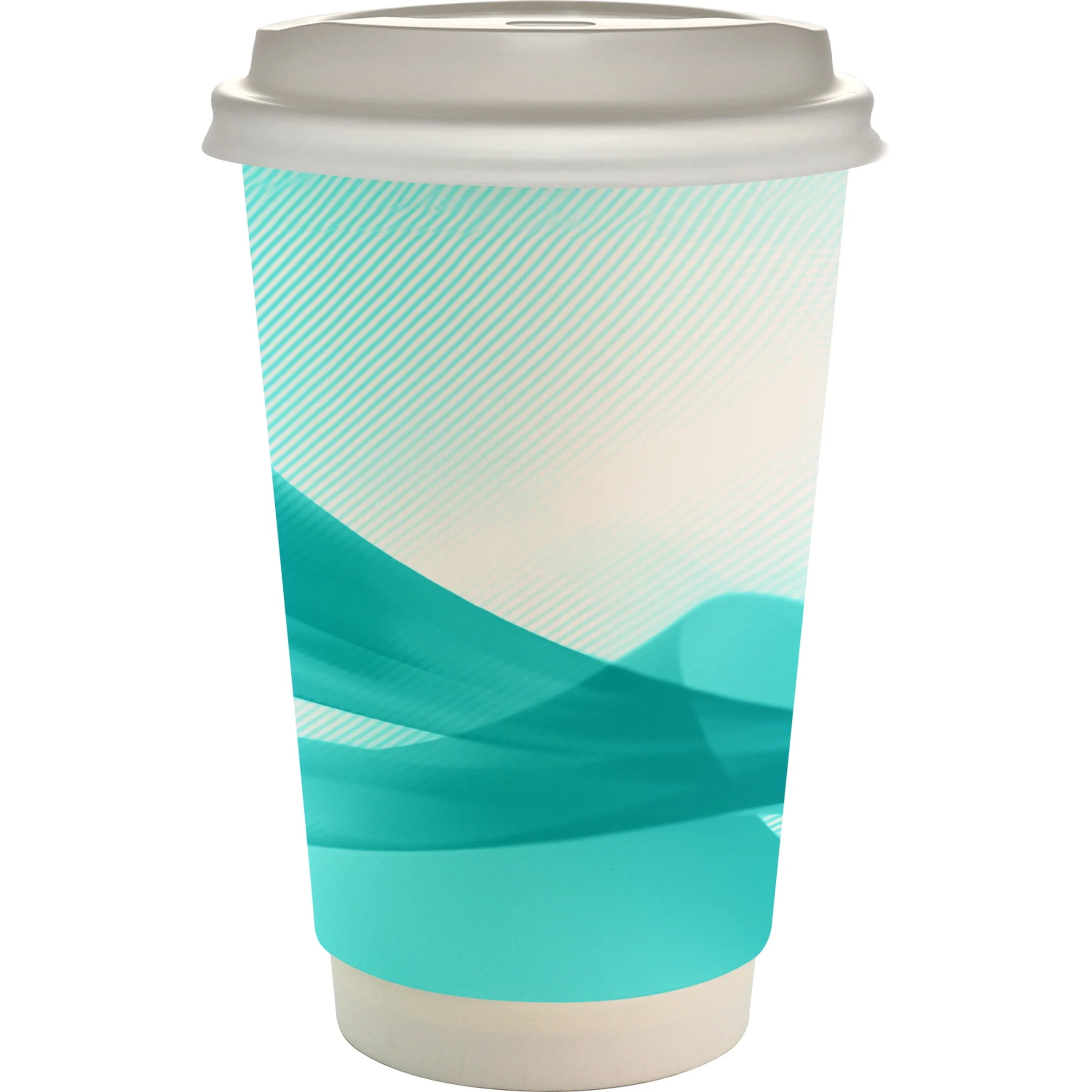 16 oz. Full Color Groovy Paper Cup With Lid 21