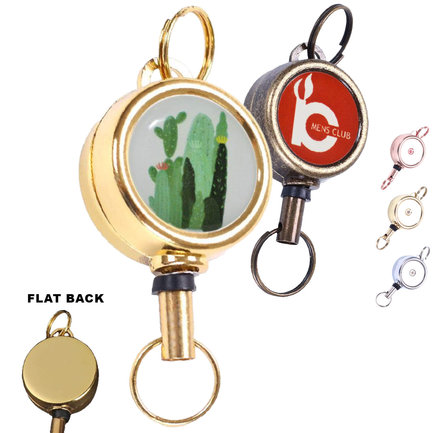Metal Zinc Alloy Round Badge Reel w/ Keyring 2