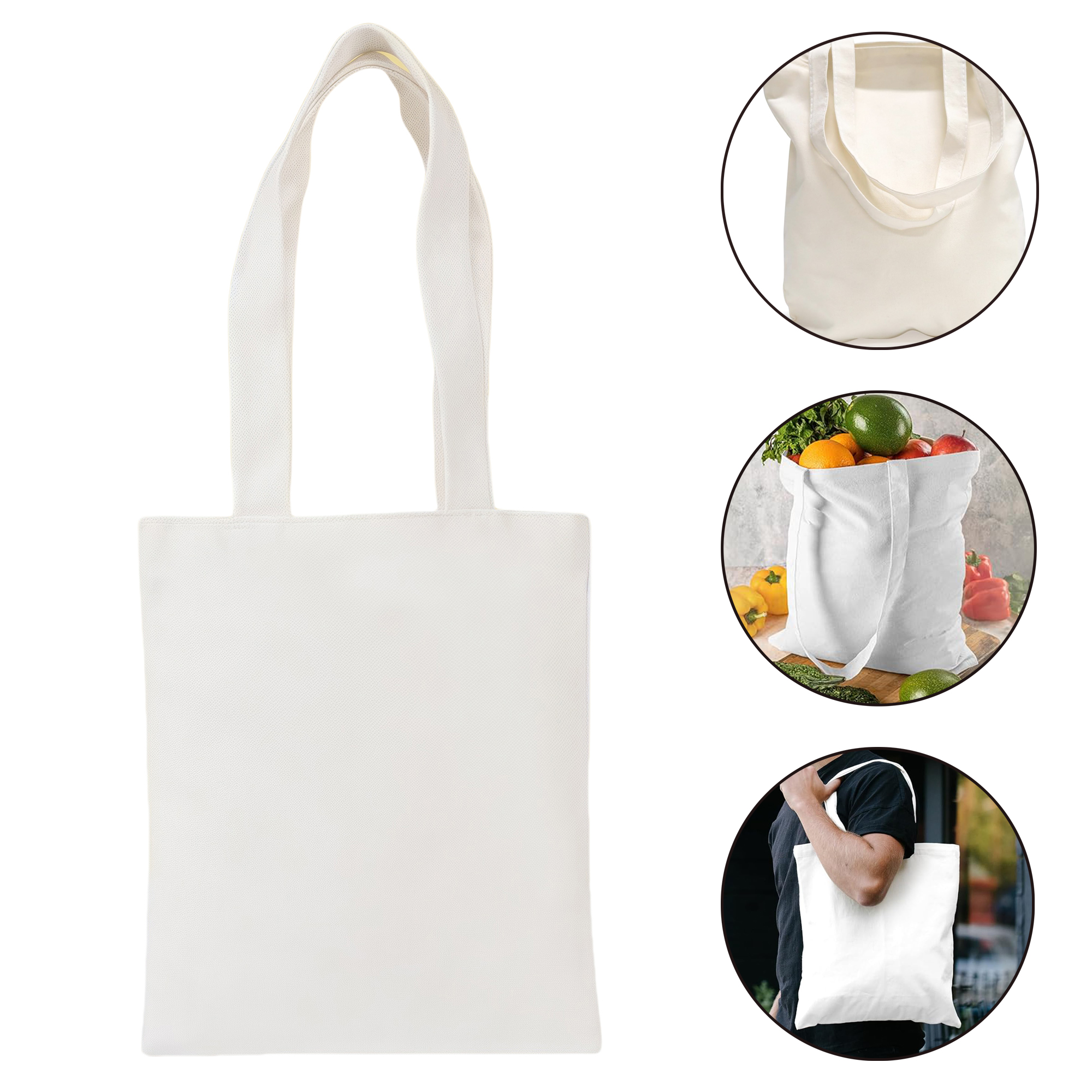 Small White Eco-Friendly Canvas Tote Bag - Reusable, Durable 2