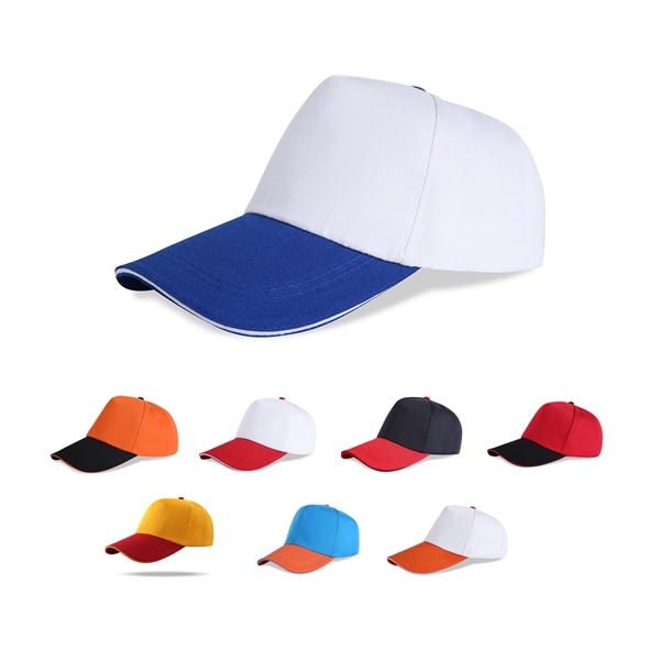 Stock 2-Tone Poly Cotton 5 Panel Cap, Hook-And-Loop Fastener 11