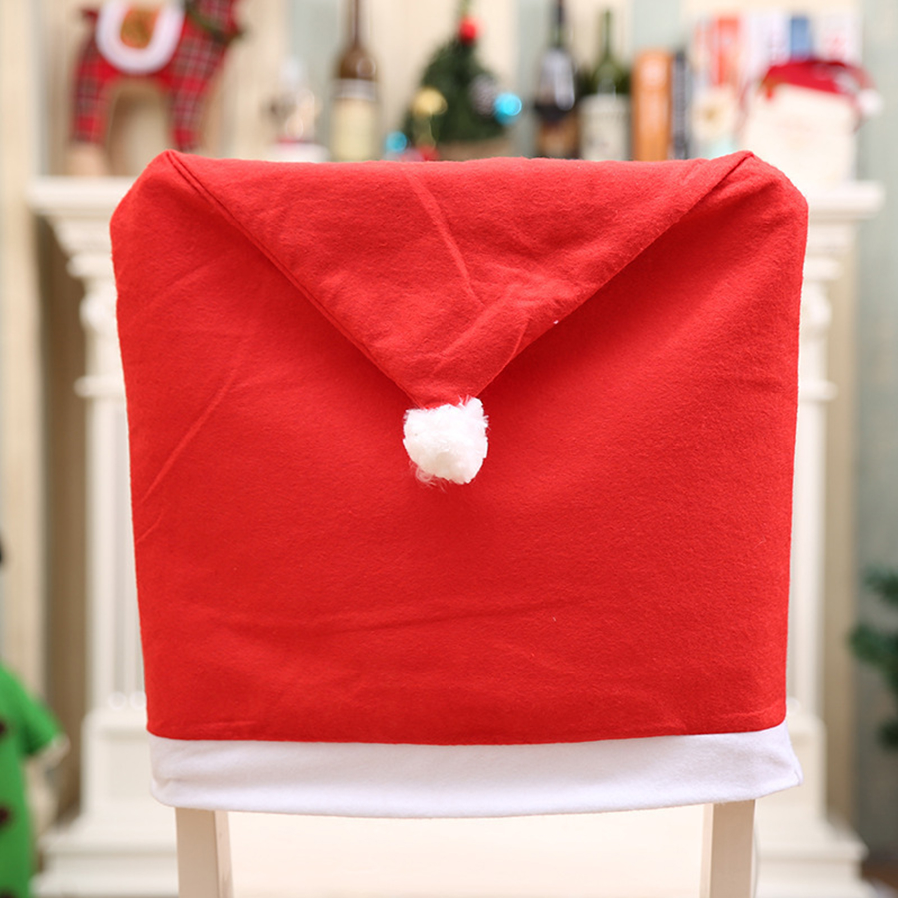 Red Non-Woven Fabrics Christmas Chair Covers 2