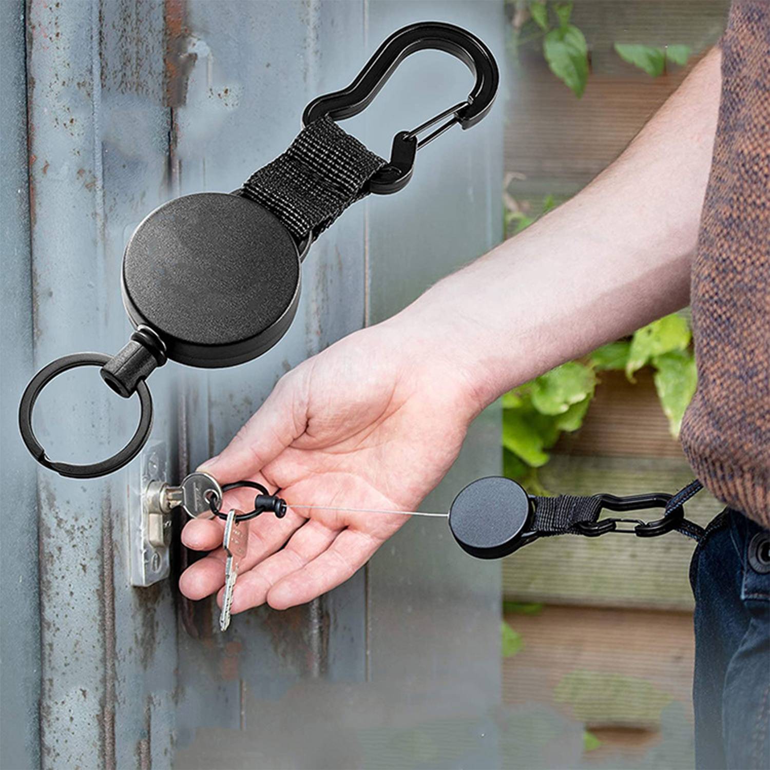 Retractable Wire Rope Black High Stretch Keychain 4