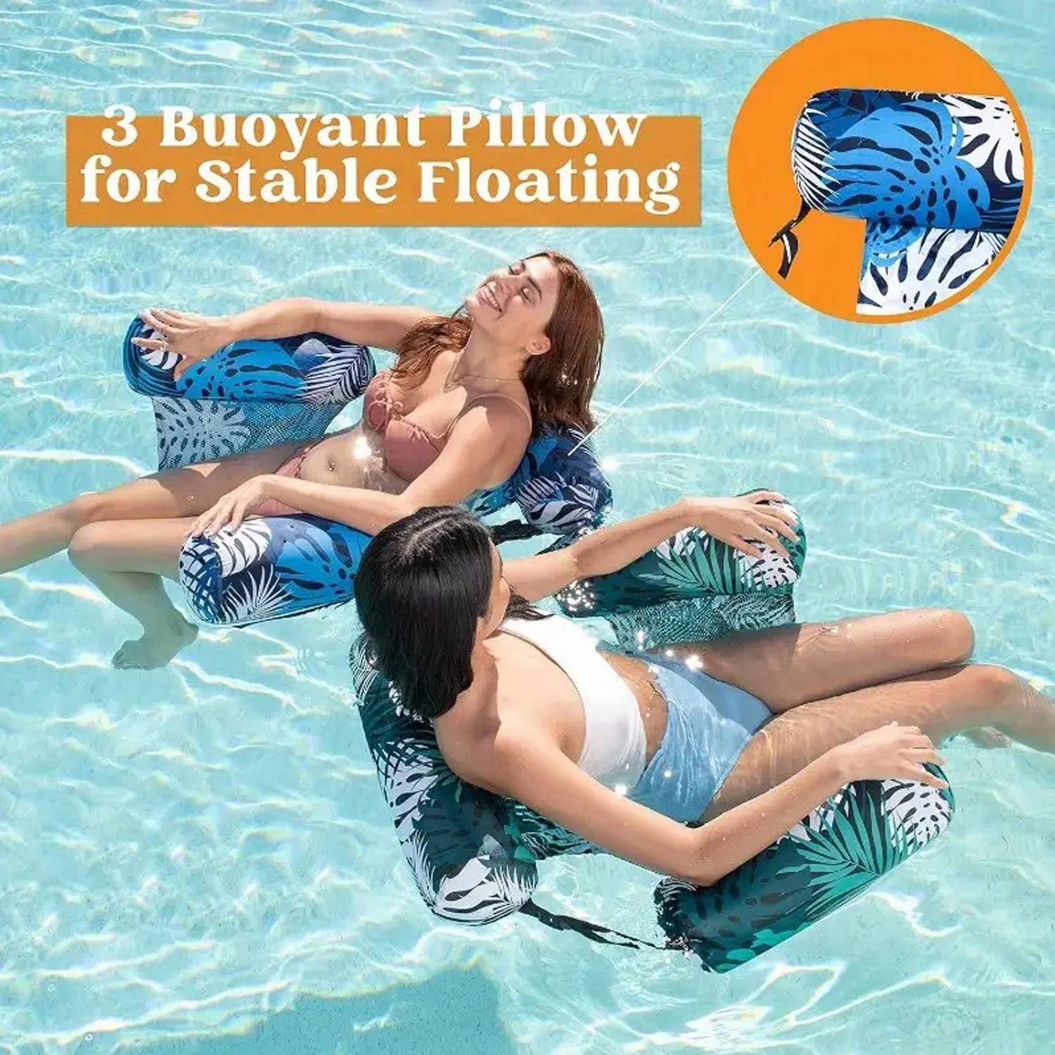 Inflatable Heavy Duty Sunbathing Floating Pool Lounge Chair 2