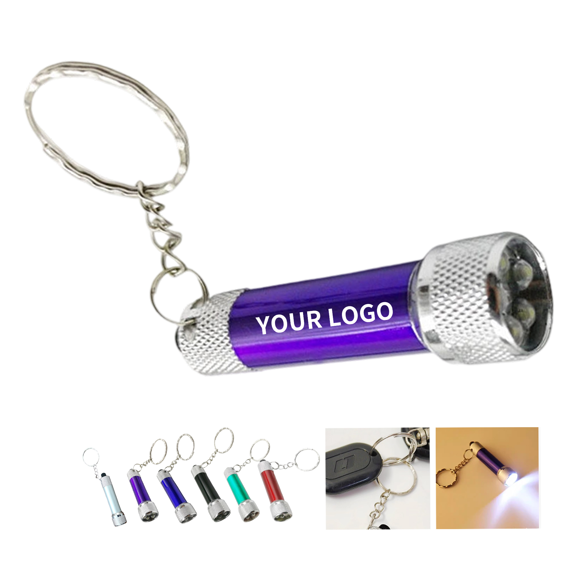 Aluminum Mini Flashlight With Three Led And Swivel Chain 2.7" By 0.7" 8
