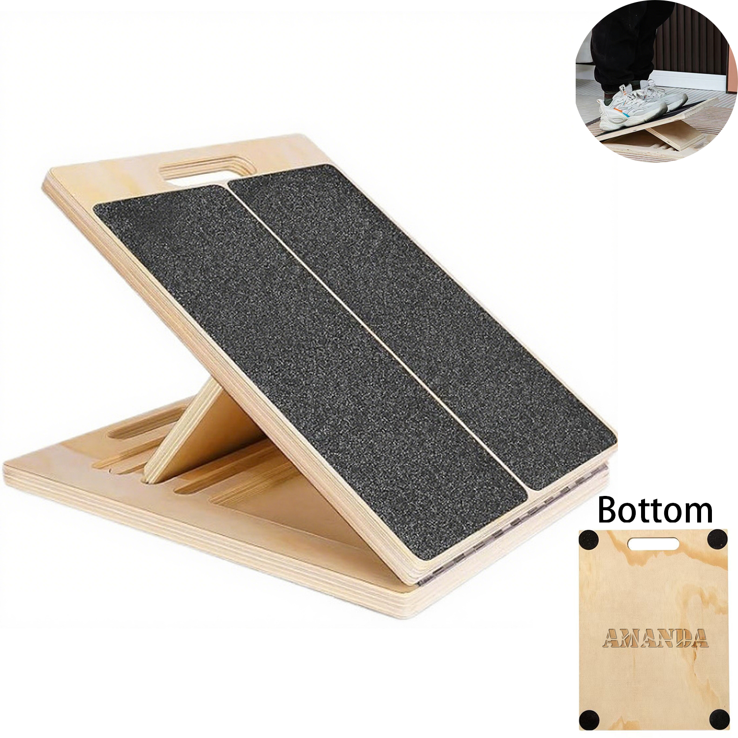 Portable Calf Stretching Squats Wooden Slant Board 3