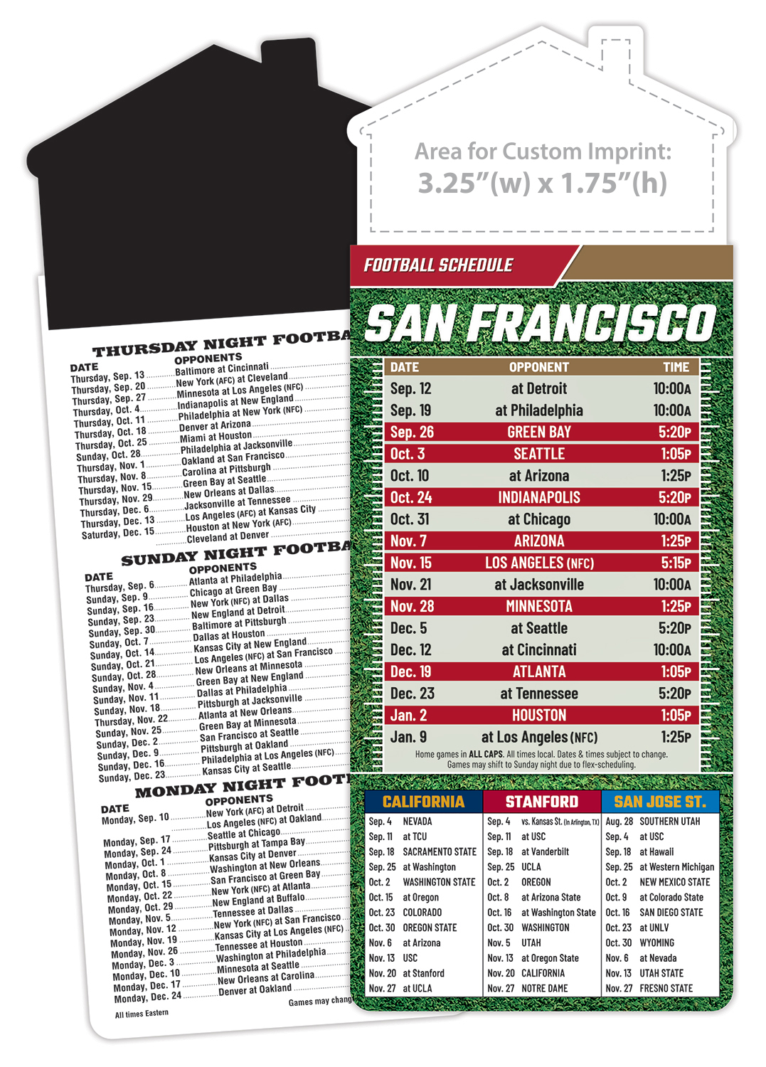 Magna-Card House Shape Magnet Football Schedules (3.5x9)