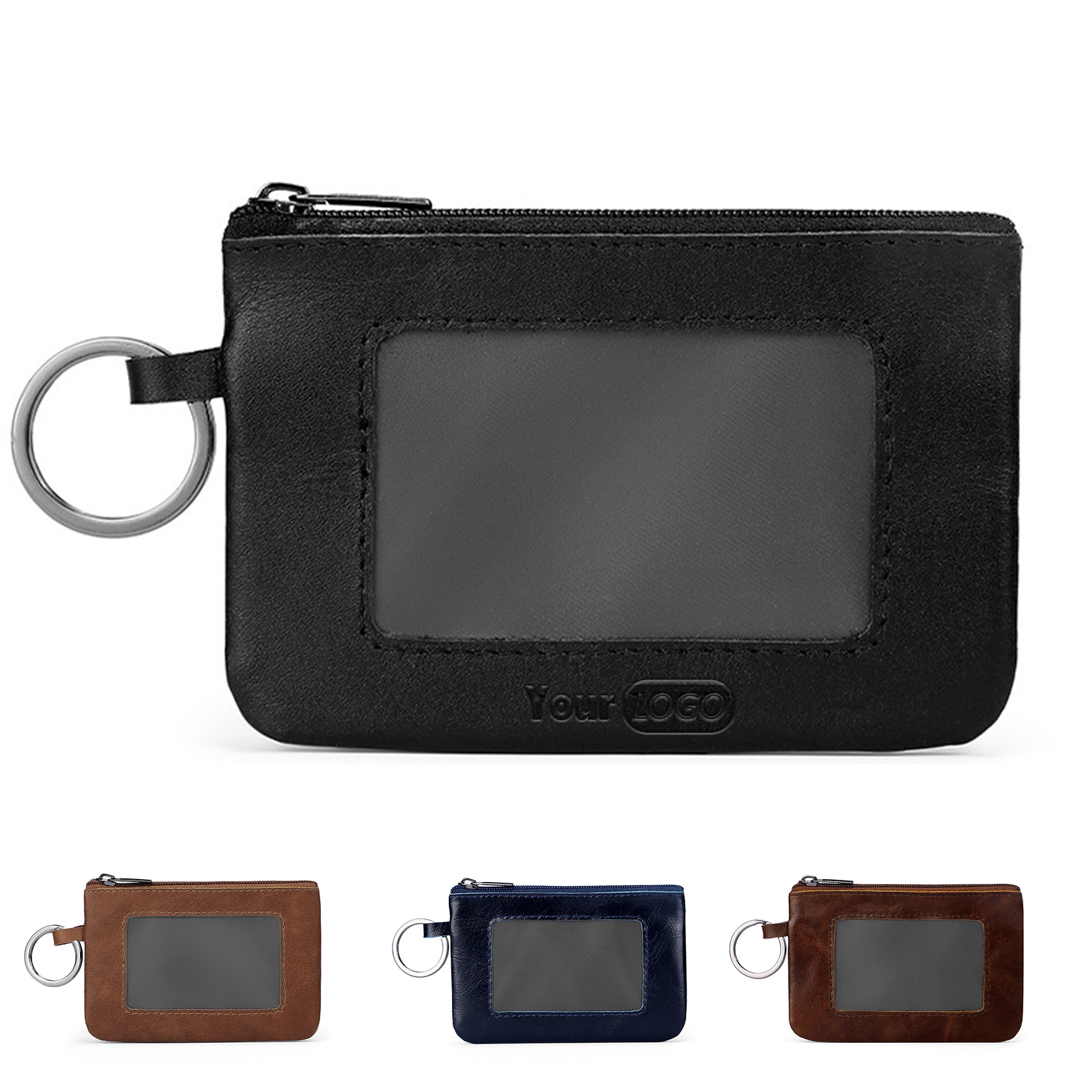 Genuine Leather Vintage multi-functional zippered coin purse 2