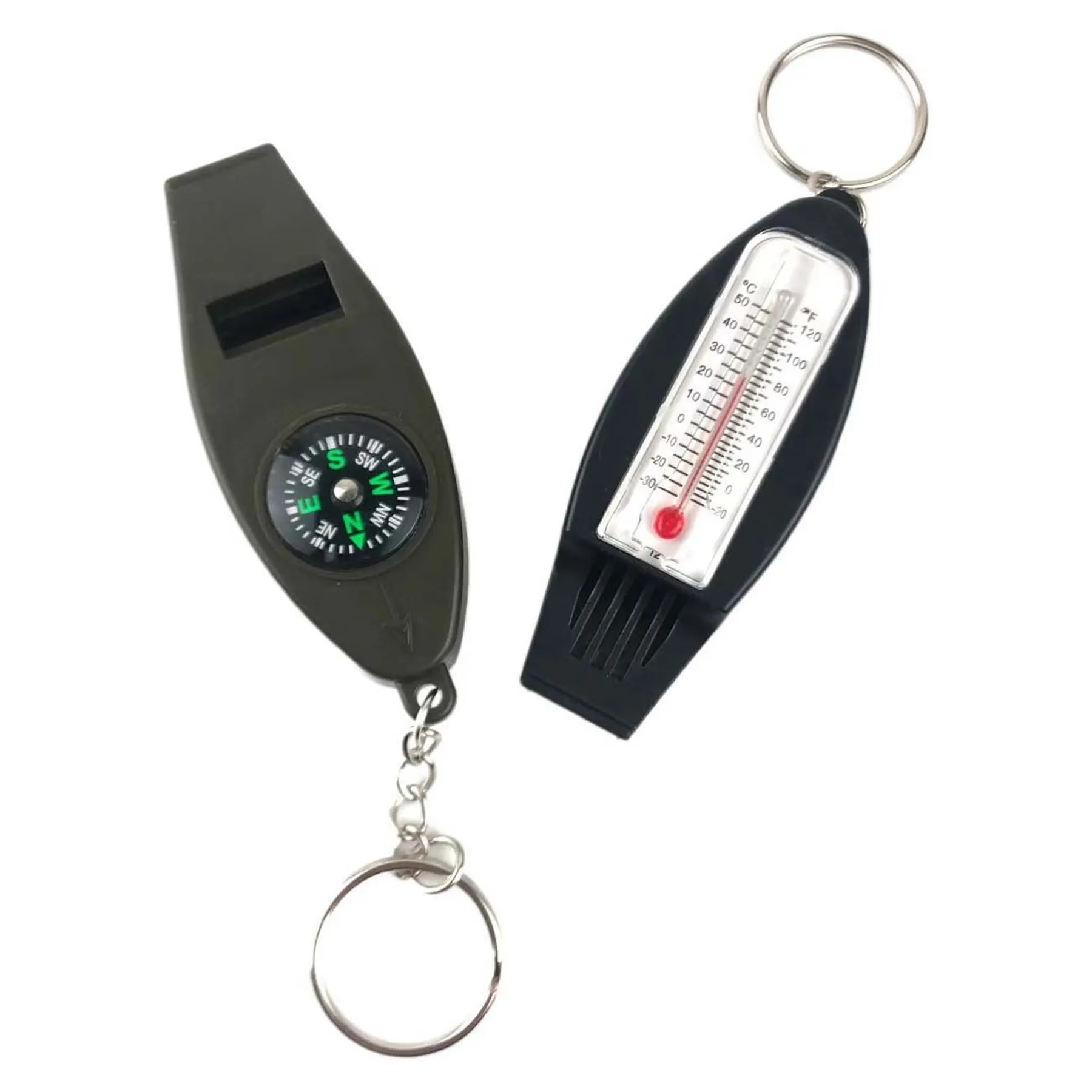 4 in 1 Compass Thermometer Whistle Magnifier with Keychain 5