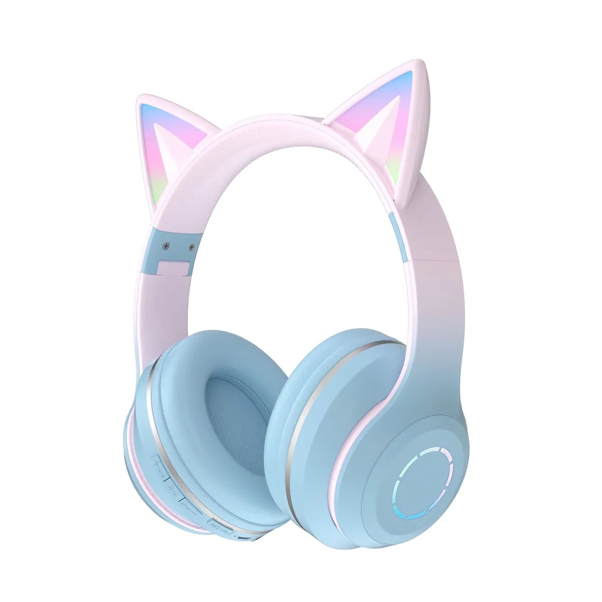 Bluetooth Wireless Headphones LED Lights Cat Ear Over-Ear 2