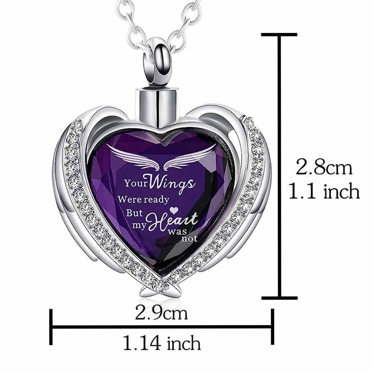 December heart-shaped crystal ashes pendant 2