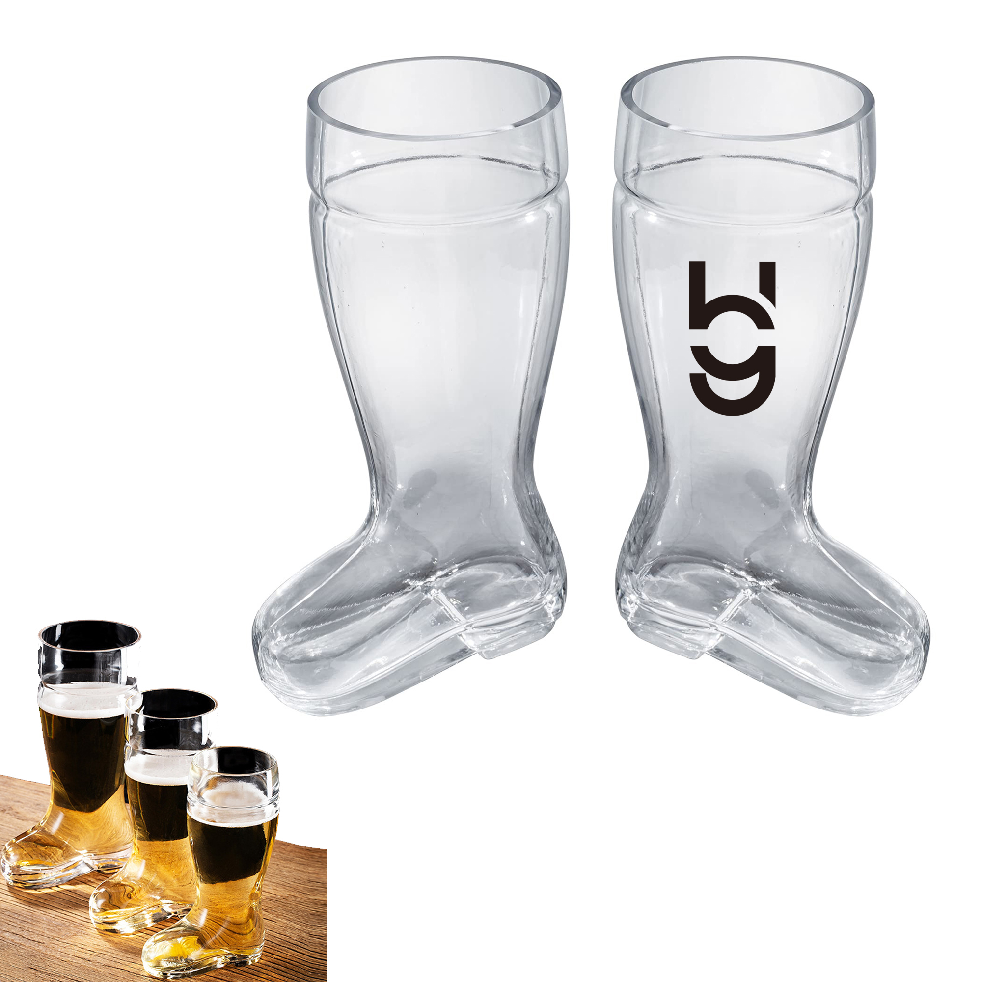 German Boot Glass Beer Mug 3