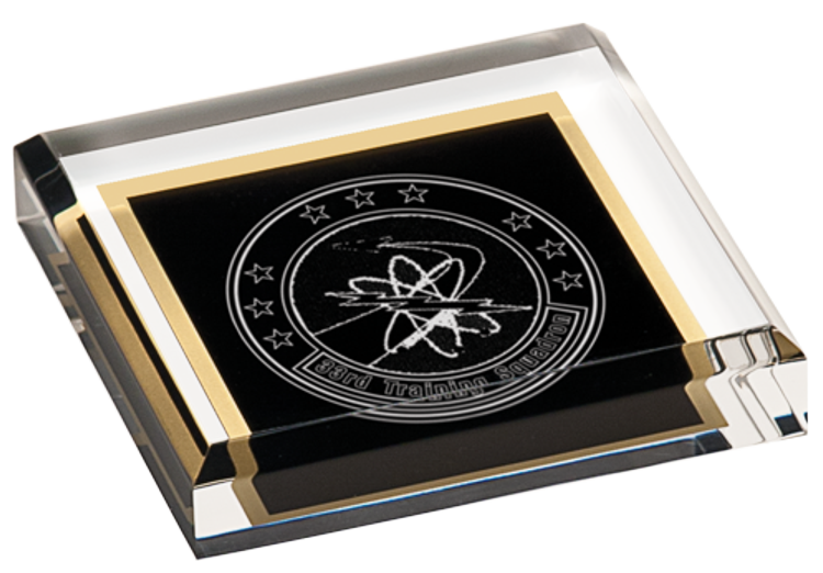 3 3/4" x 3 3/4" Black Acrylic Paperweight Award