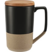 Tahoe Tea & Coffee Ceramic Mug with Wood Lid 16oz 65
