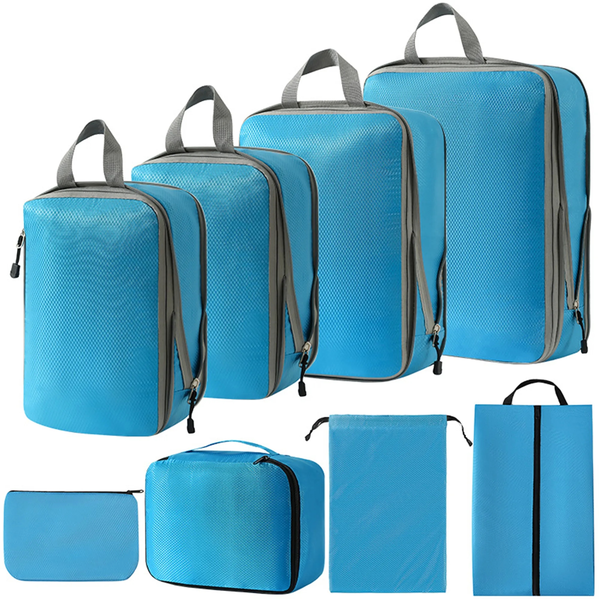 8 Set Compression Packing Cubes Travel Accessories 10