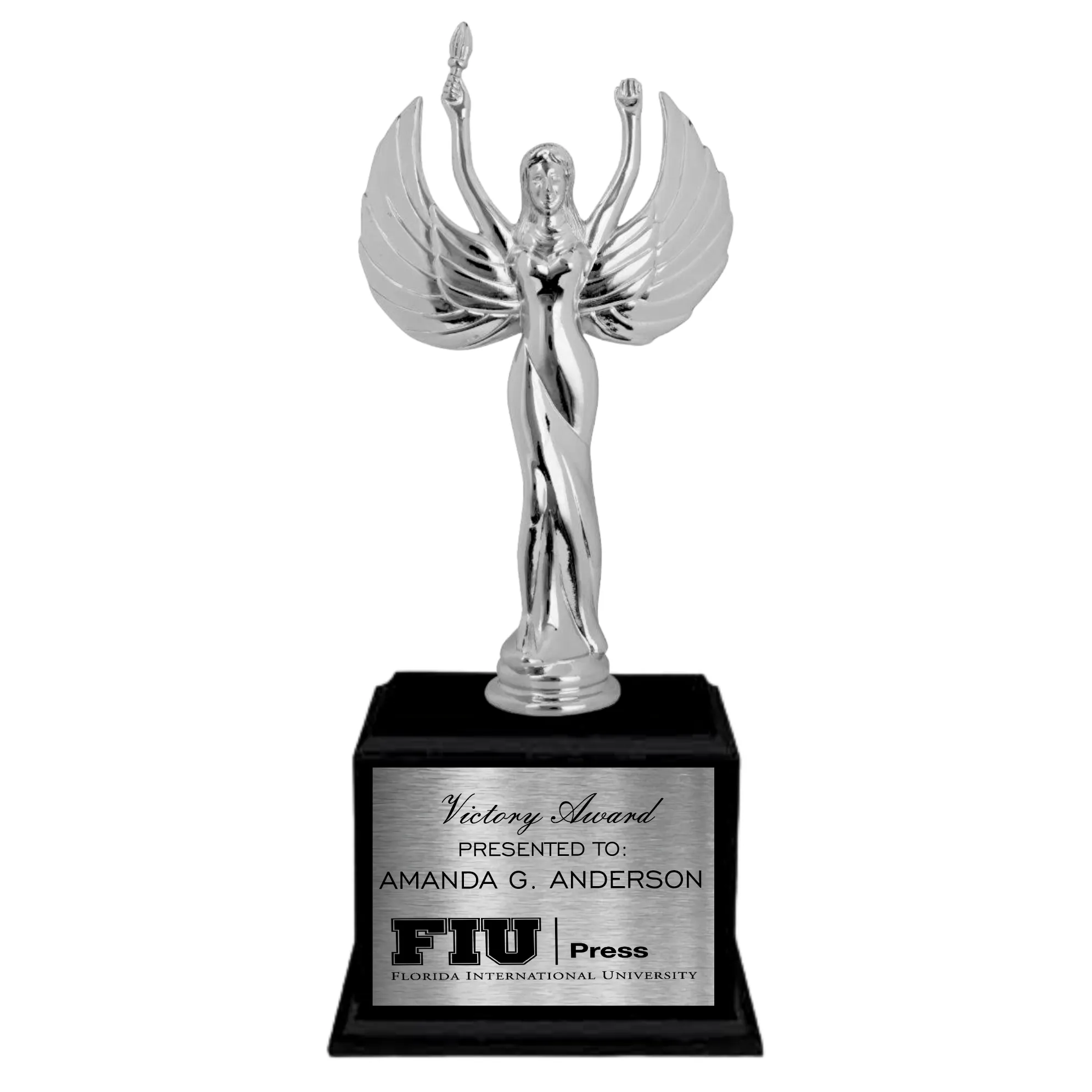 12 3/4" Metal Female Victory on Matte Black Finish Base 7