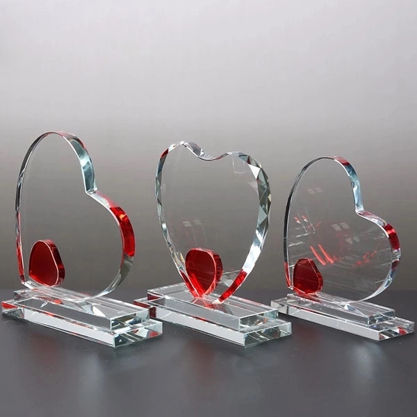 Heart Shape Clear Crystal Award Trophy 2
