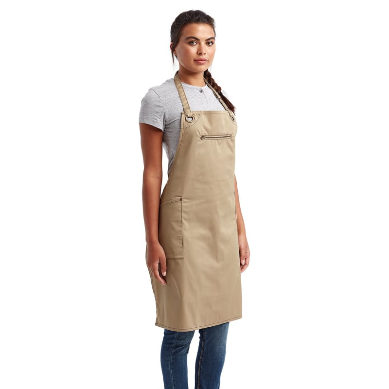 Artisan Collection By Reprime Unisex 'Barley' Contrast Stitch Recycled Bib Apron 23