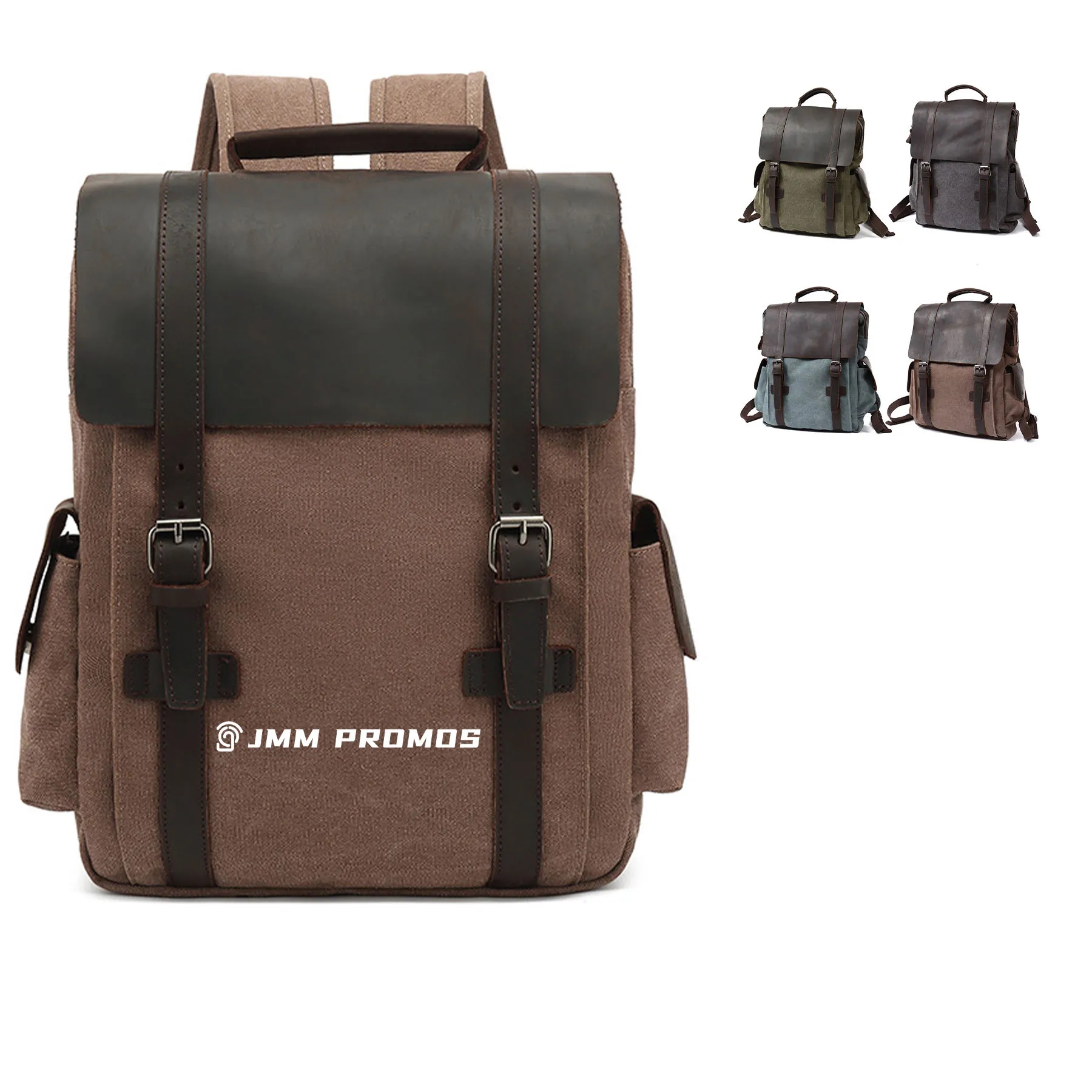 Canvas And Leather Rucksack Backpack 2