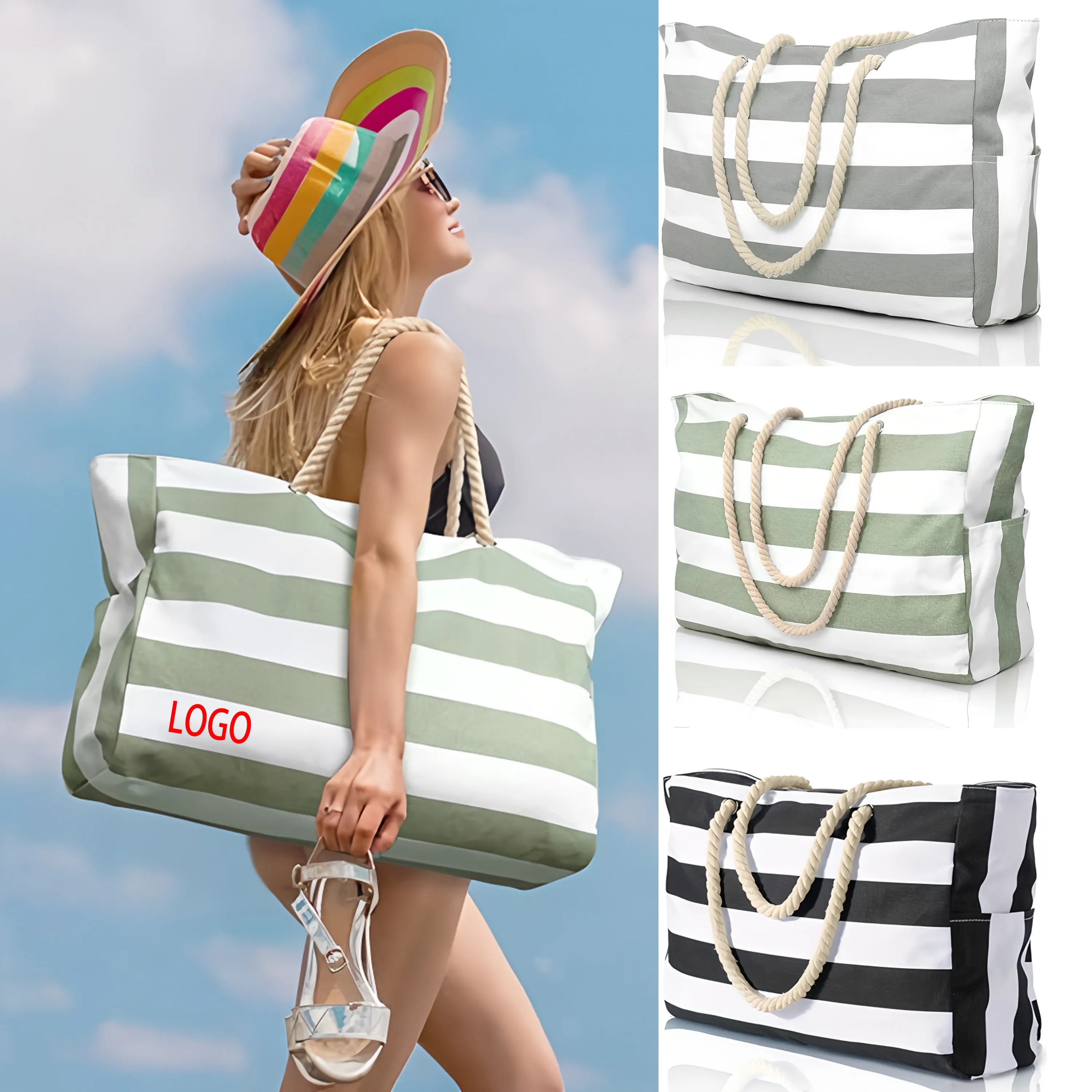 Waterproof Beach Tote Bag with Zipper 5