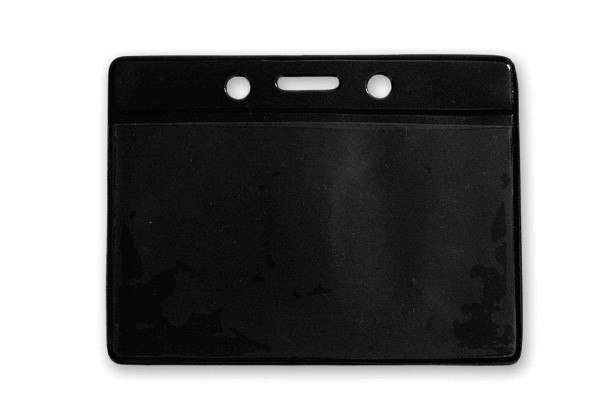 Vinyl Horizontal Color Back Badge Holder (3.75"x 3") (Black) 1