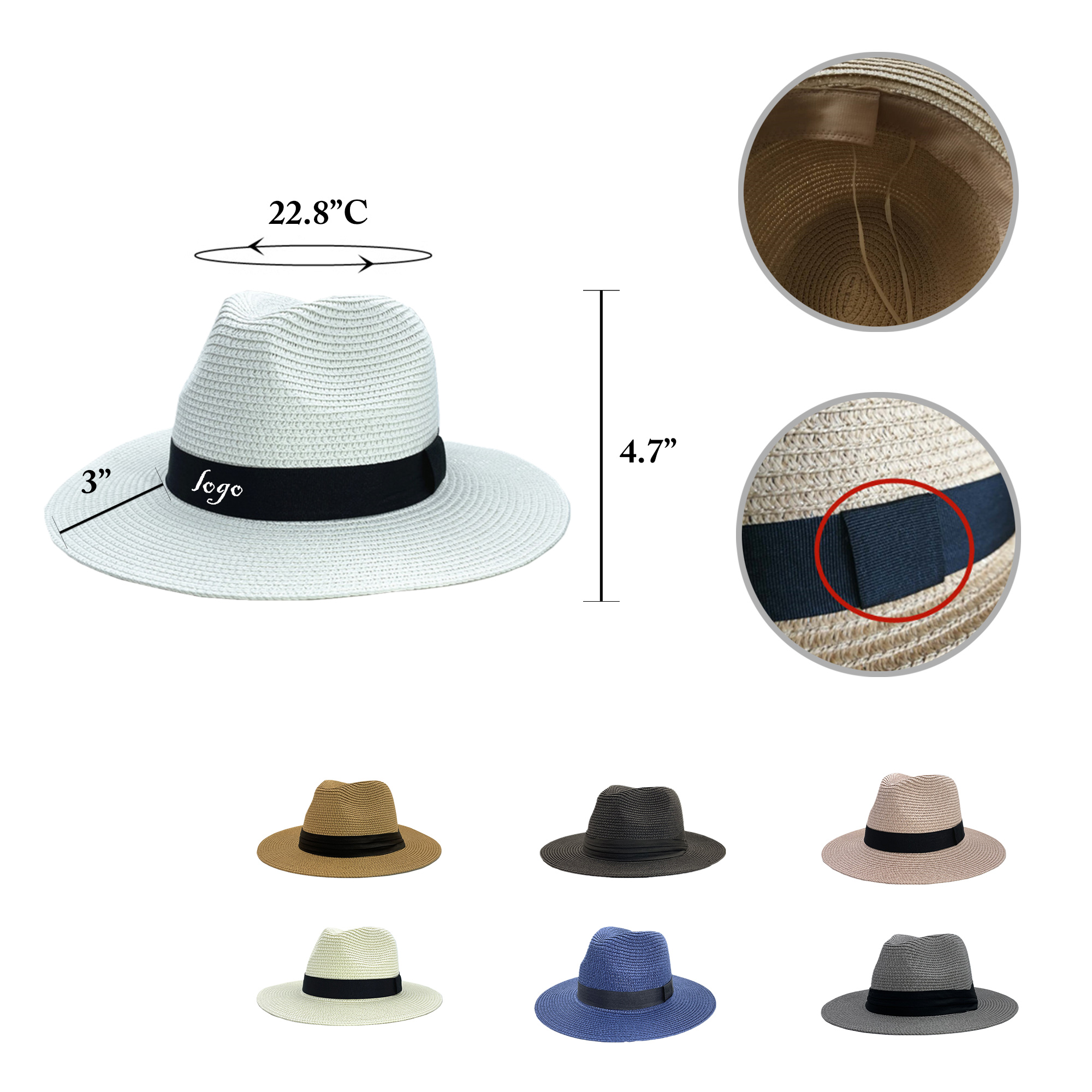 MOQ30 Hawaiian Straw Sun Hat Beach Cap 3
