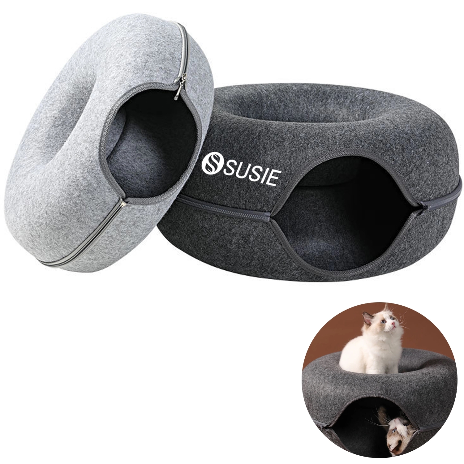 Felt Cat Tunnel Bed 2
