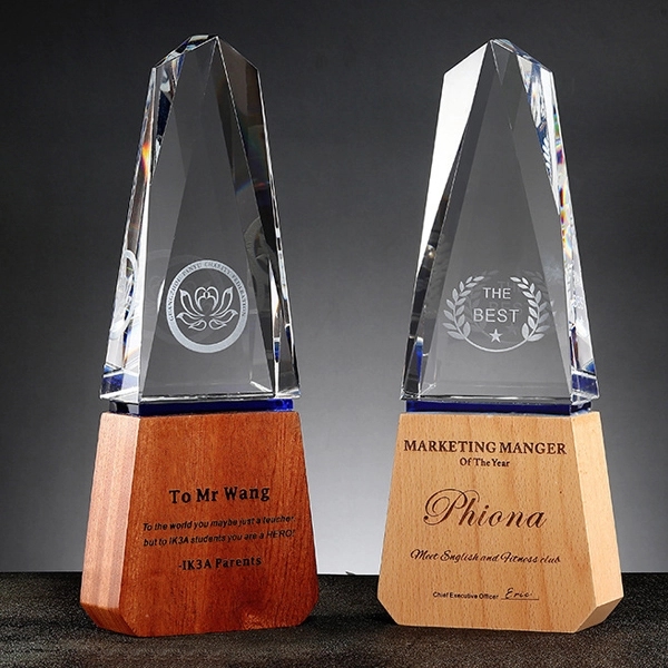 Tower Crystal Awards with Wooden Base 5
