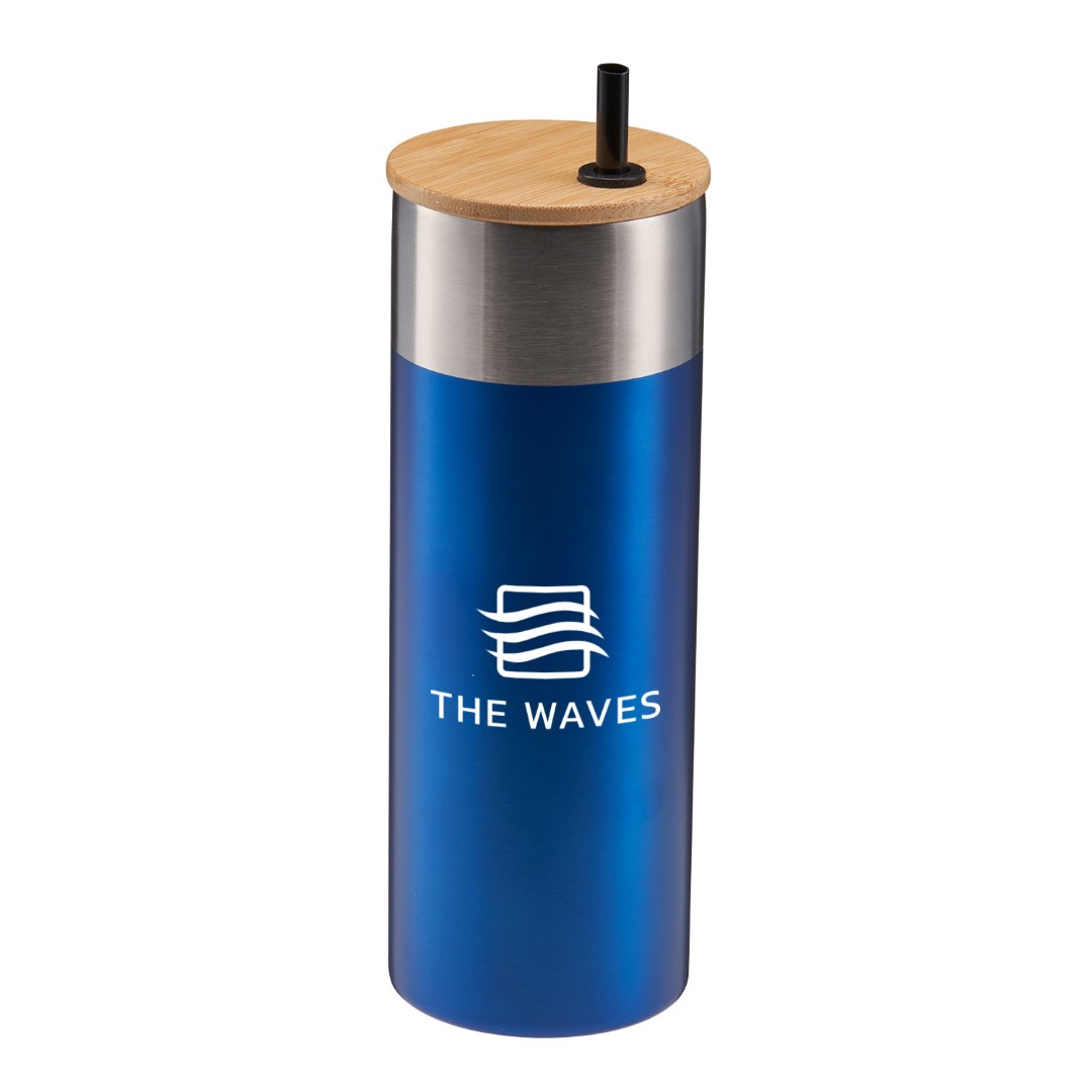20 Oz. Stainless Steel Tumbler w/Bamboo Lid & Straw 4