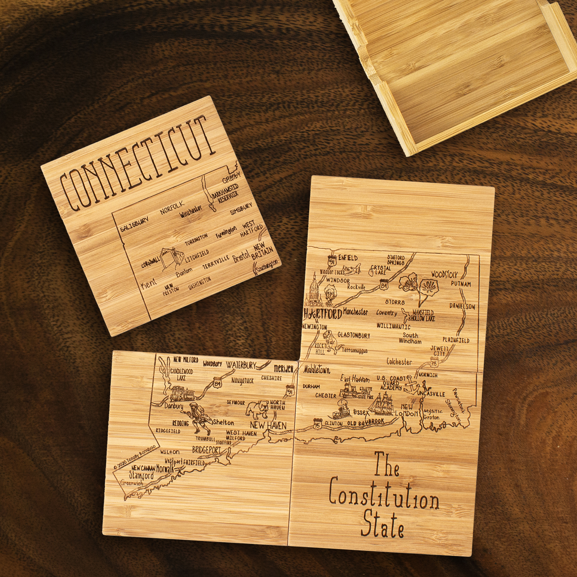Connecticut Puzzle Coaster Set 12