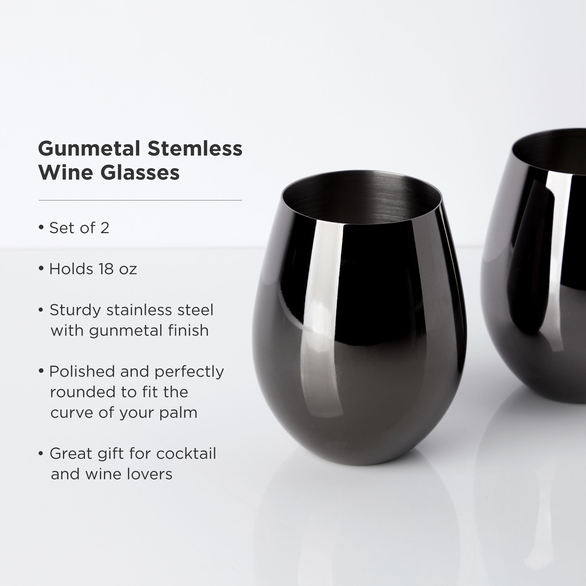 Viski® Stemless Metal Wine Tumbler, set of 2 4